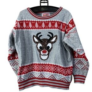 Tipsy Elves Sweater Men XL Rudolph‎ Red-Nosed Reindeer Light Up Fair Isle Sequin